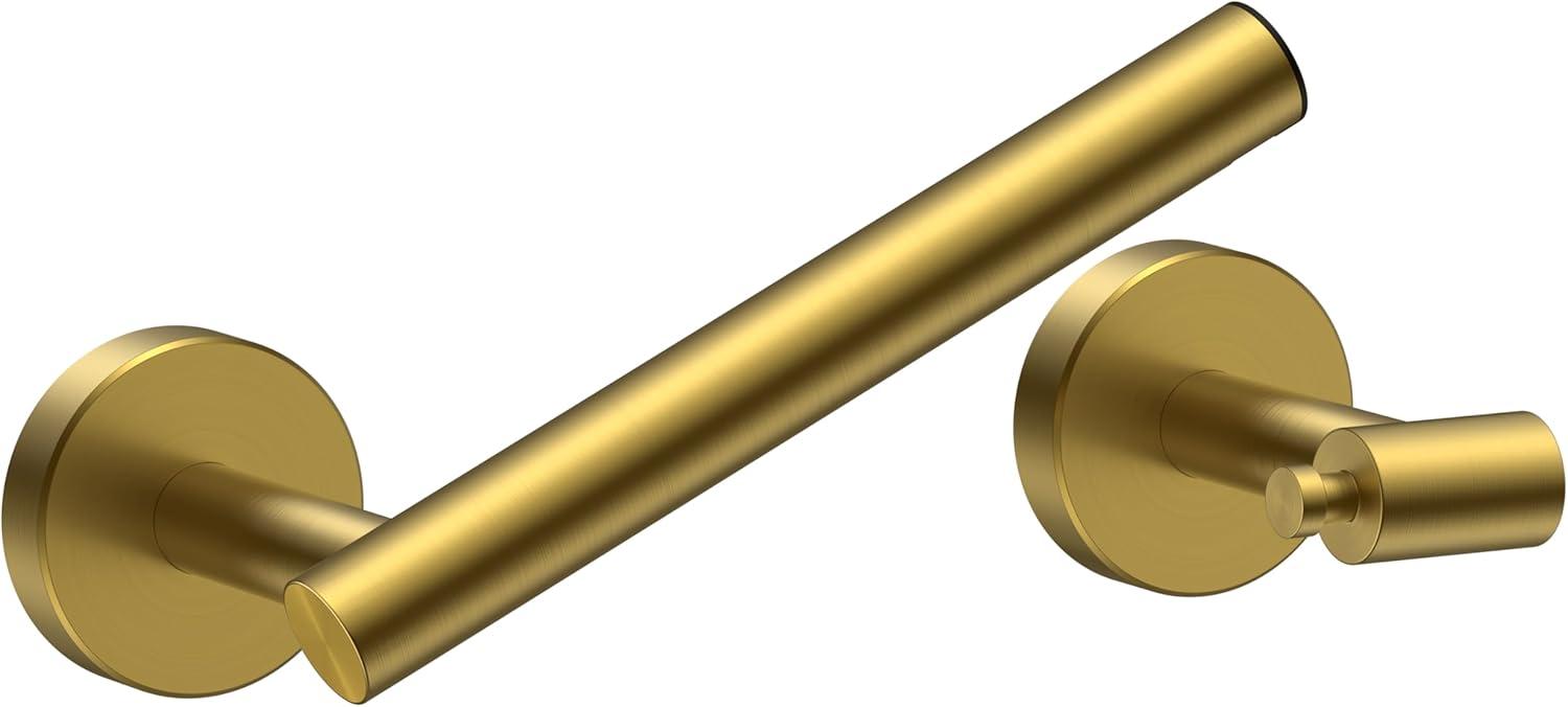 MOGFCT Toilet Paper Holder Brushed Gold Wall Mounted, Double Post Pivoting Toilet Paper Holder SUS 304 Stainless Steel Bathroom