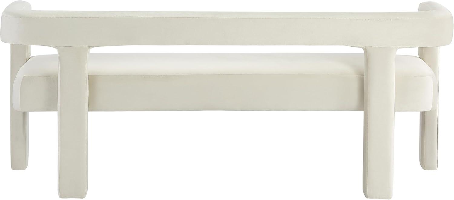 Athena Cream Velvet Upholstered Low Back Bench