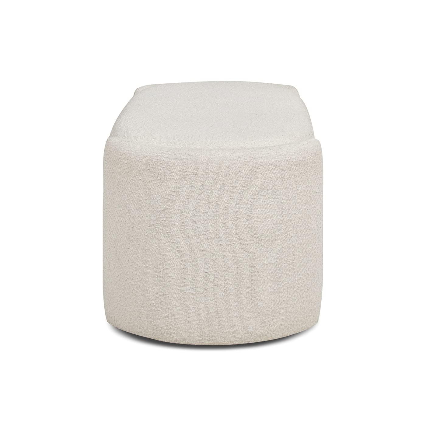 Jennifer Taylor Home Fuji 44" Upholstered Boucle Oval Storage Bench Ivory White