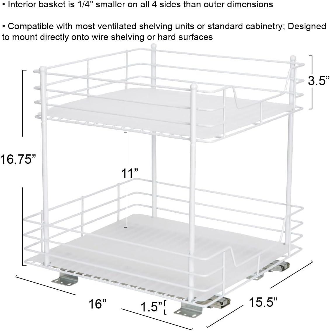 White Steel 2-Tier Sliding Pantry Organizer