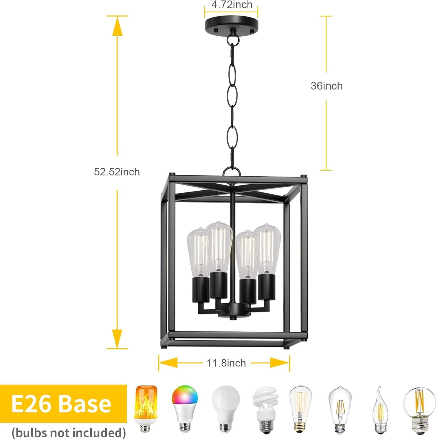 17 Stories Keya 4 - Light Iron Dimmable Lantern Geometric Chandelier