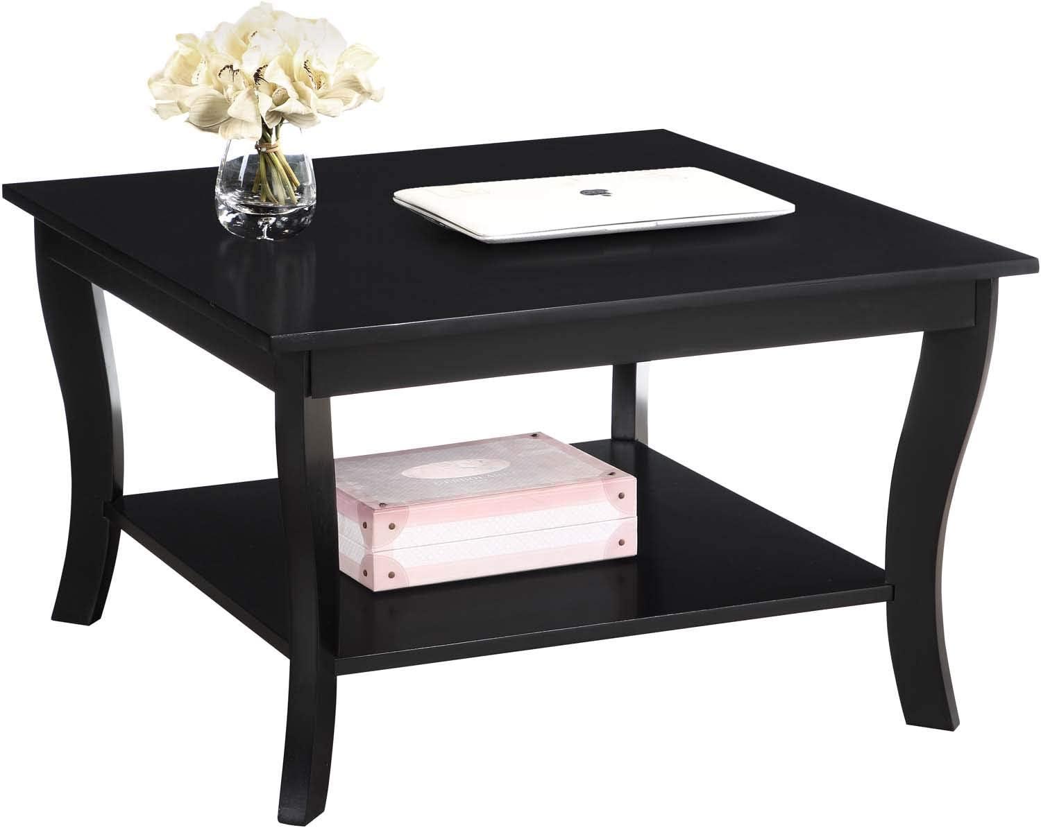 Convenience Concepts American Heritage Square Coffee Table in Black Wood Finish