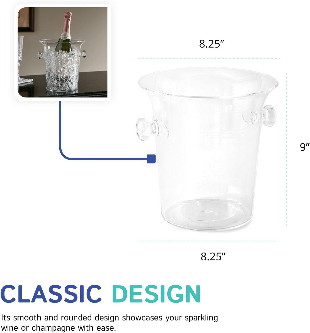 Clear Acrylic 3.5 Quart Champagne Bucket with Handles