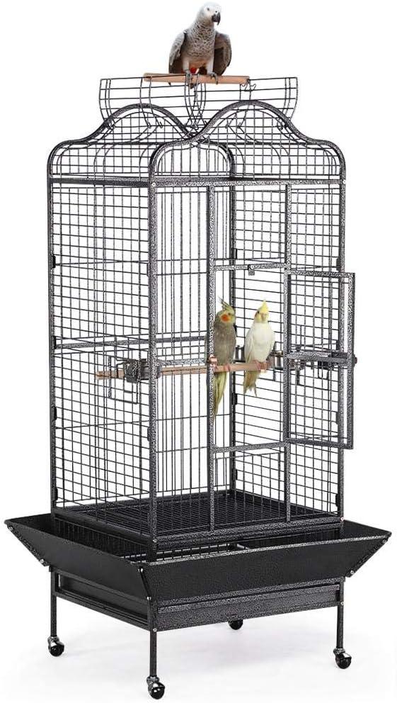Yaheetech 63"H Open Playtop Extra Large Bird Cage Parrot Cage Black