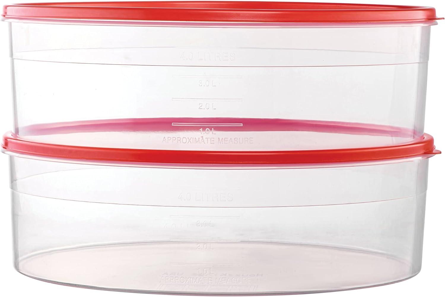 Clear Round Plastic Pie Carrier with Red Lid