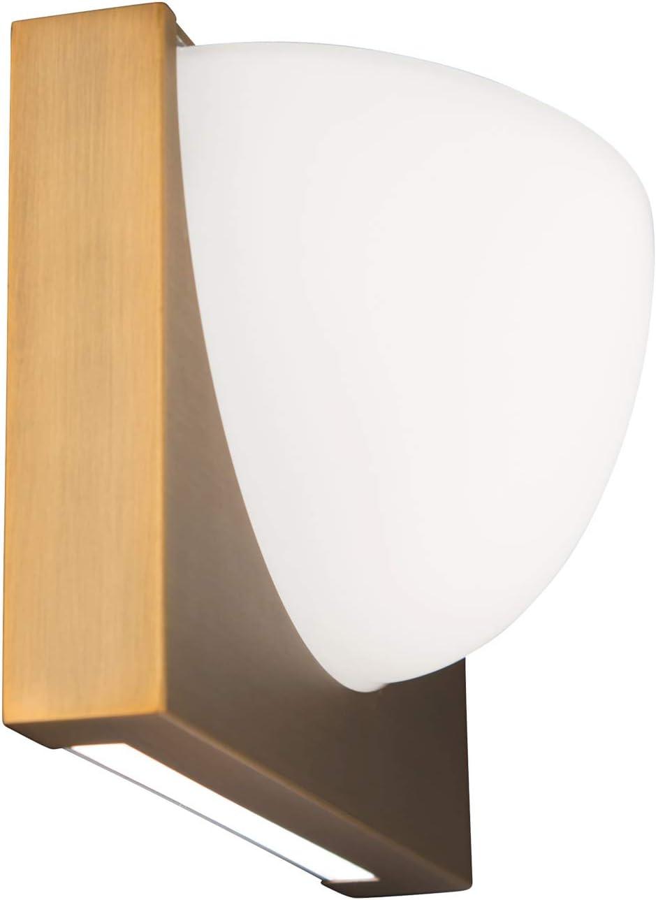 Aged Brass LED Vanity Wall Sconce with Frosted Glass