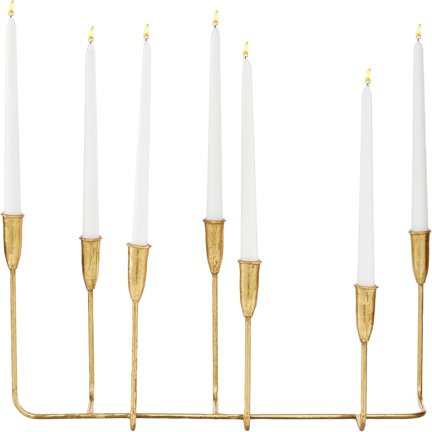 Contemporary Metal Candle Holder Gold - CosmoLiving by Cosmopolitan: Sturdy Base, 7 Taper Capacity, Indoor Use