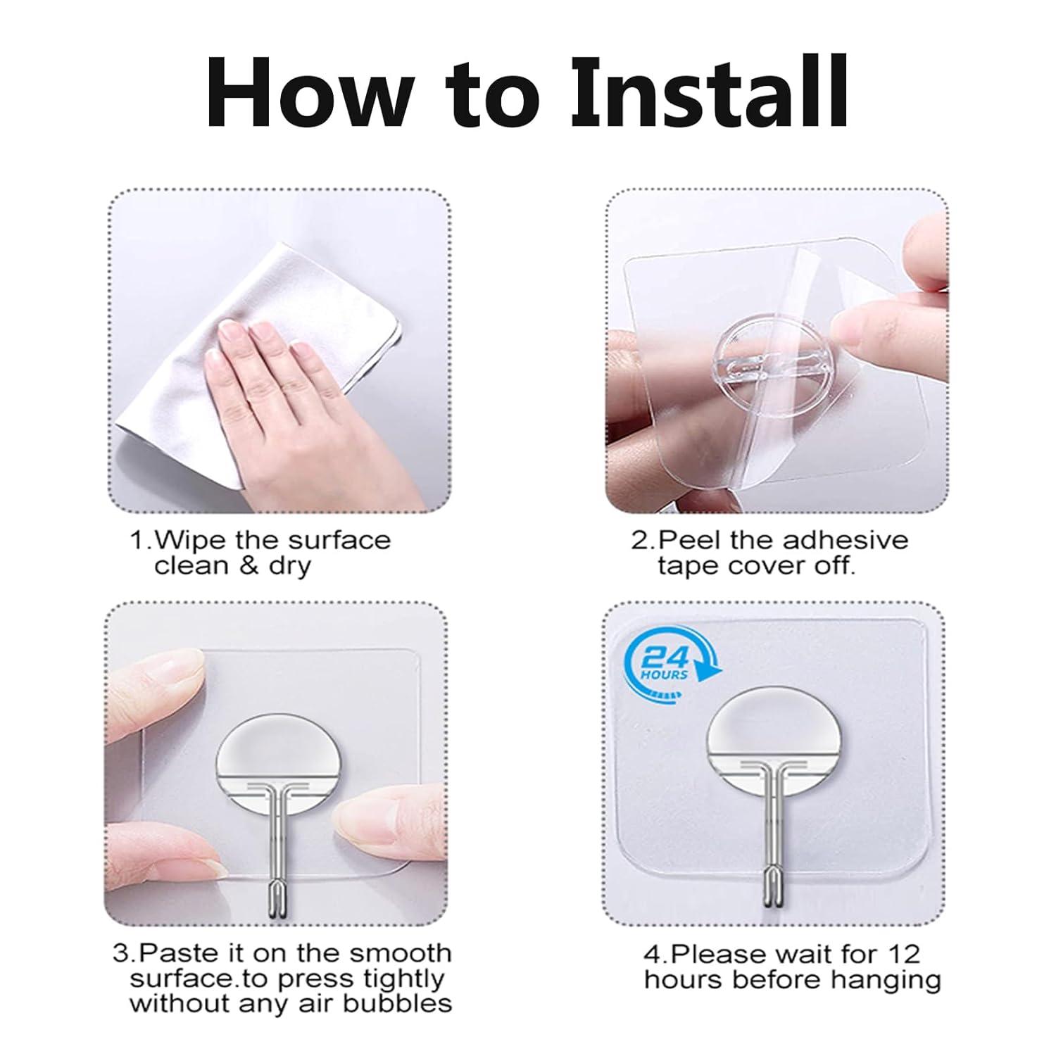 Adhesive Hooks for Hanging Heavy Duty Wall Hooks Self Adhesive Towel Coat Hooks Waterproof Transparent Hooks for Bathroom Shower Kitchen Keys Door Outdoor Home Improvement Utility Hook 20 Pack