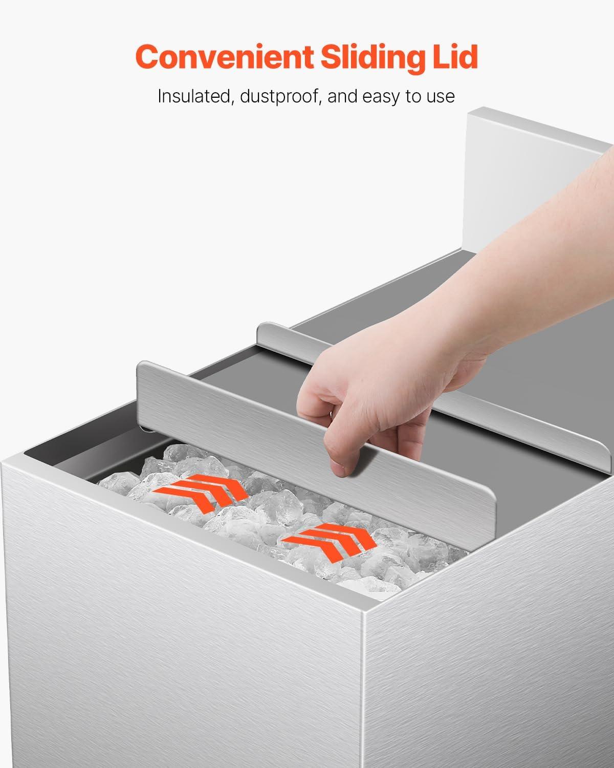 VEVOR 32qt Rolling Ice Chest Cooler Cart Outdoor Stand Up Cooling Bin on Wheels