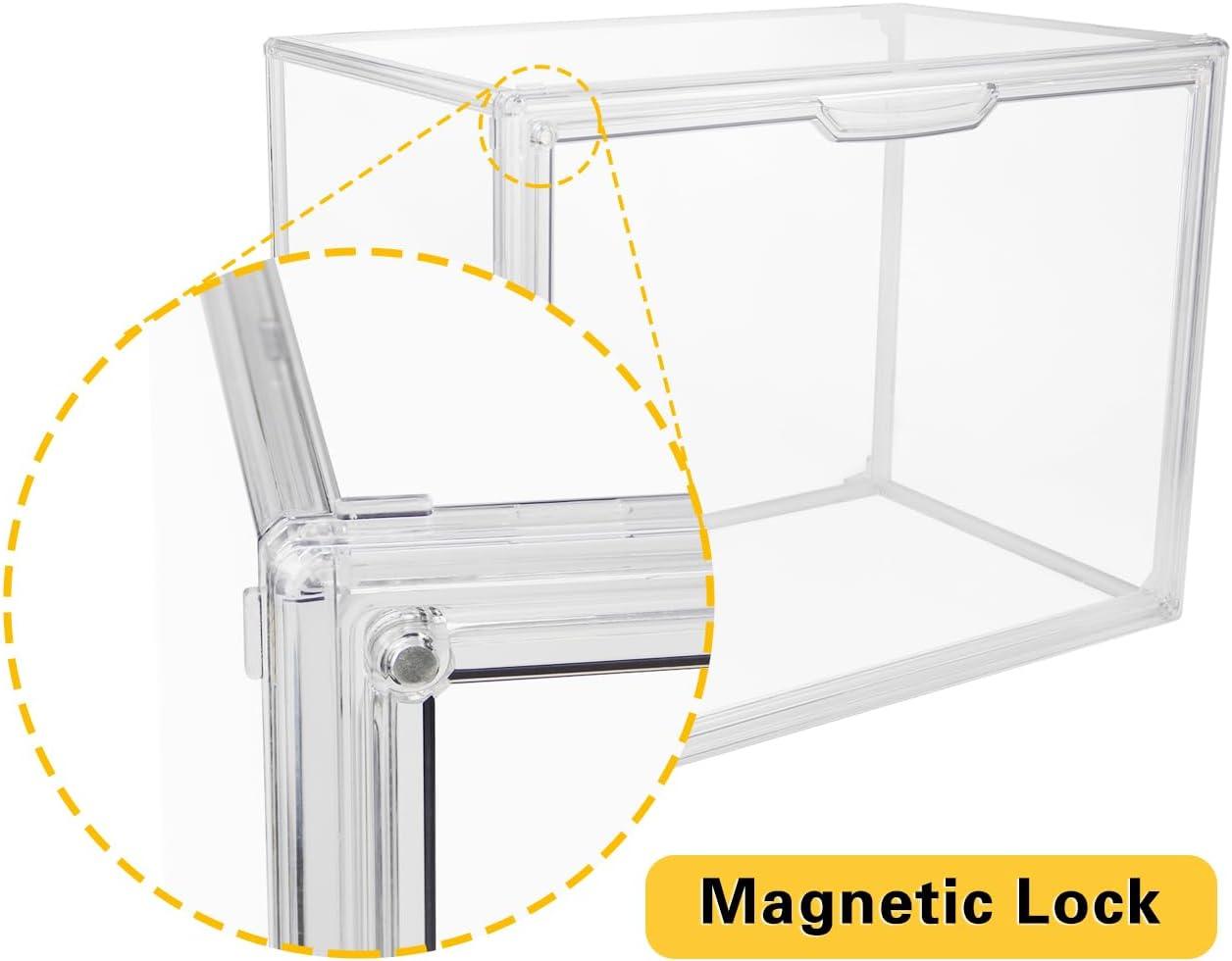 Clear Stackable Acrylic Storage Bin with Magnetic Lid