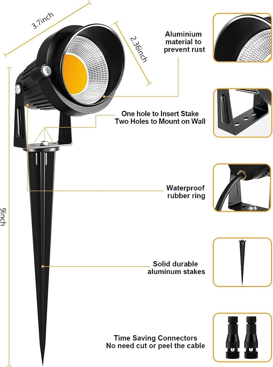 ZUCKEO Low Voltage Landscape Lights LED Landscape Lighting, 5W 12V Garden Pathway Lights Waterproof Warm White Walls Trees Flags Outdoor Landscape Spotlights with Stakes (8 Pack)