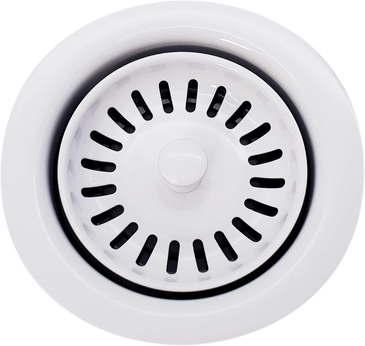 Westbrass D2089SEV-50 3-1/2" Kitchen Sink Waste Disposal Drain Flange and Basket Strainer, Powder Coat White