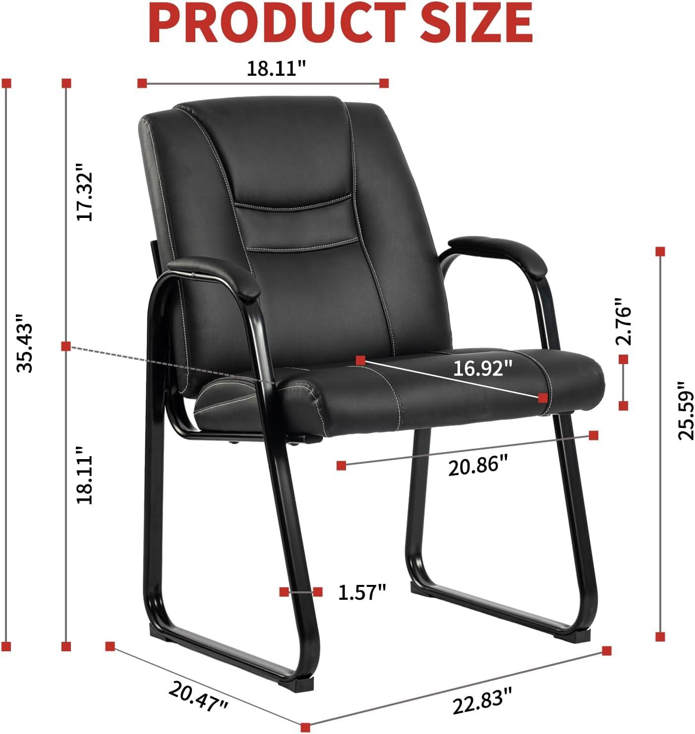 CLATINA Leather Guest Chair with Padded Arm Rest for Reception Office Meeting Conference and Waiting Room Side Office Home,Sled Base,1 pack