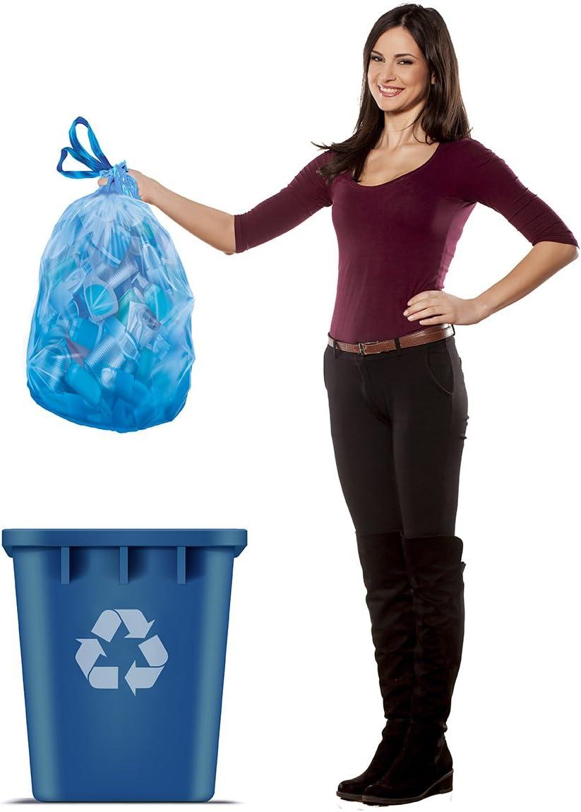 Blue 30 Gallon Drawstring Recycling Trash Bags, 36 Count