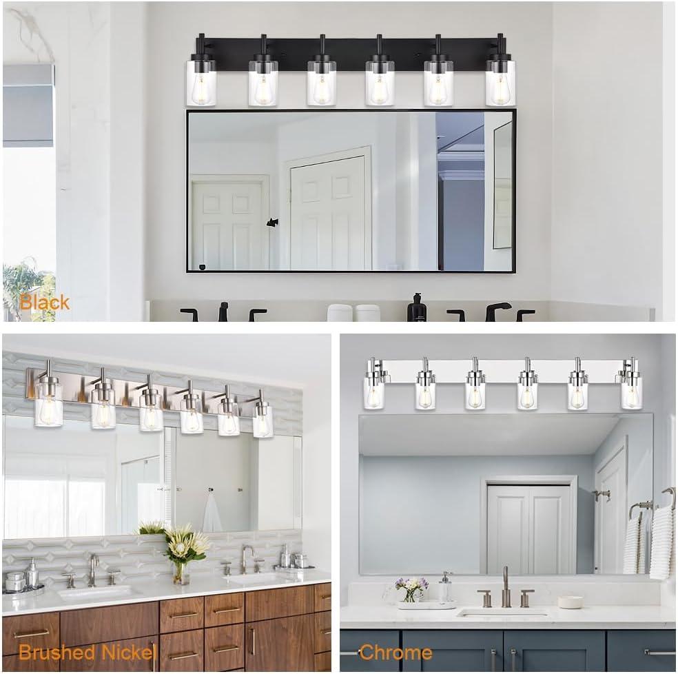 VINLUZ  Modern 6-lights Vanity Lighting Fixture for Bathroom black