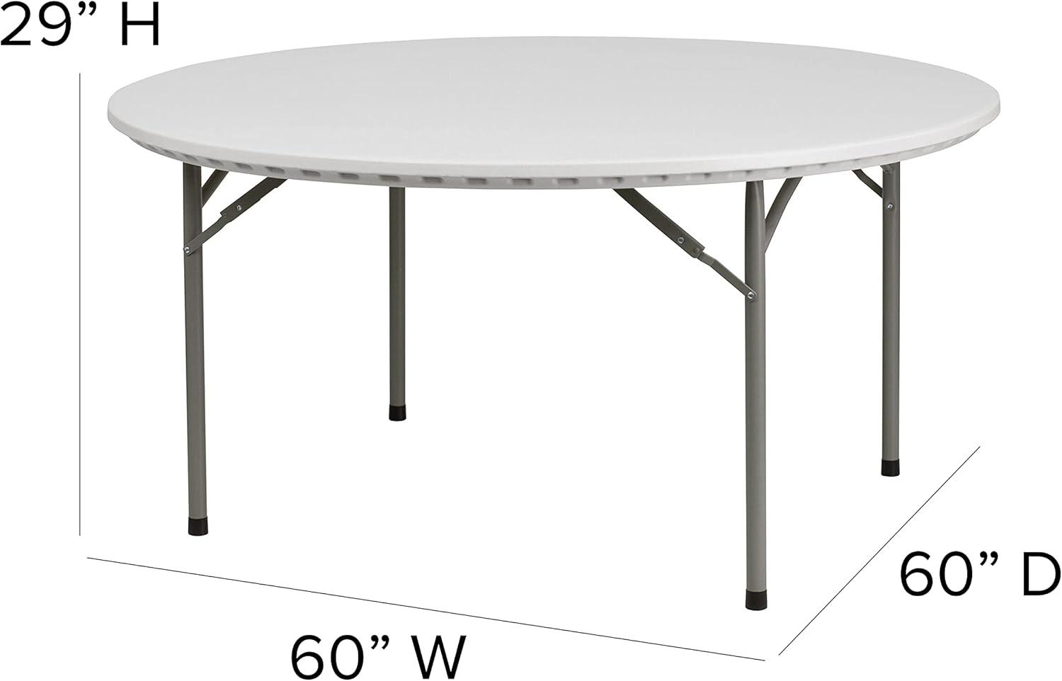 Parker 60" Round Granite White Plastic Event and Party Folding Table