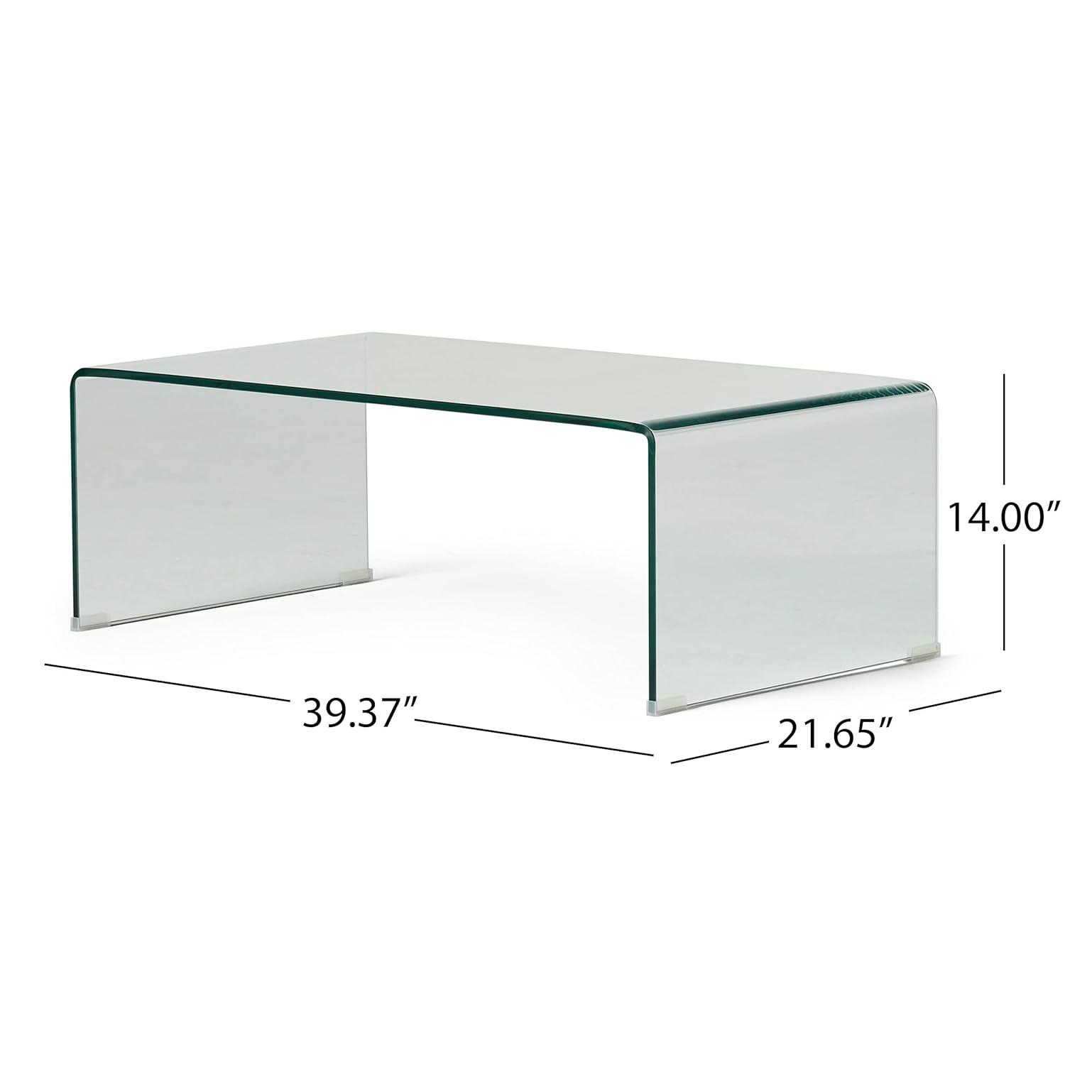 Christopher Knight Home Ramona Glass Rectangle Coffee Table Clear: Tempered Material, No Assembly Required