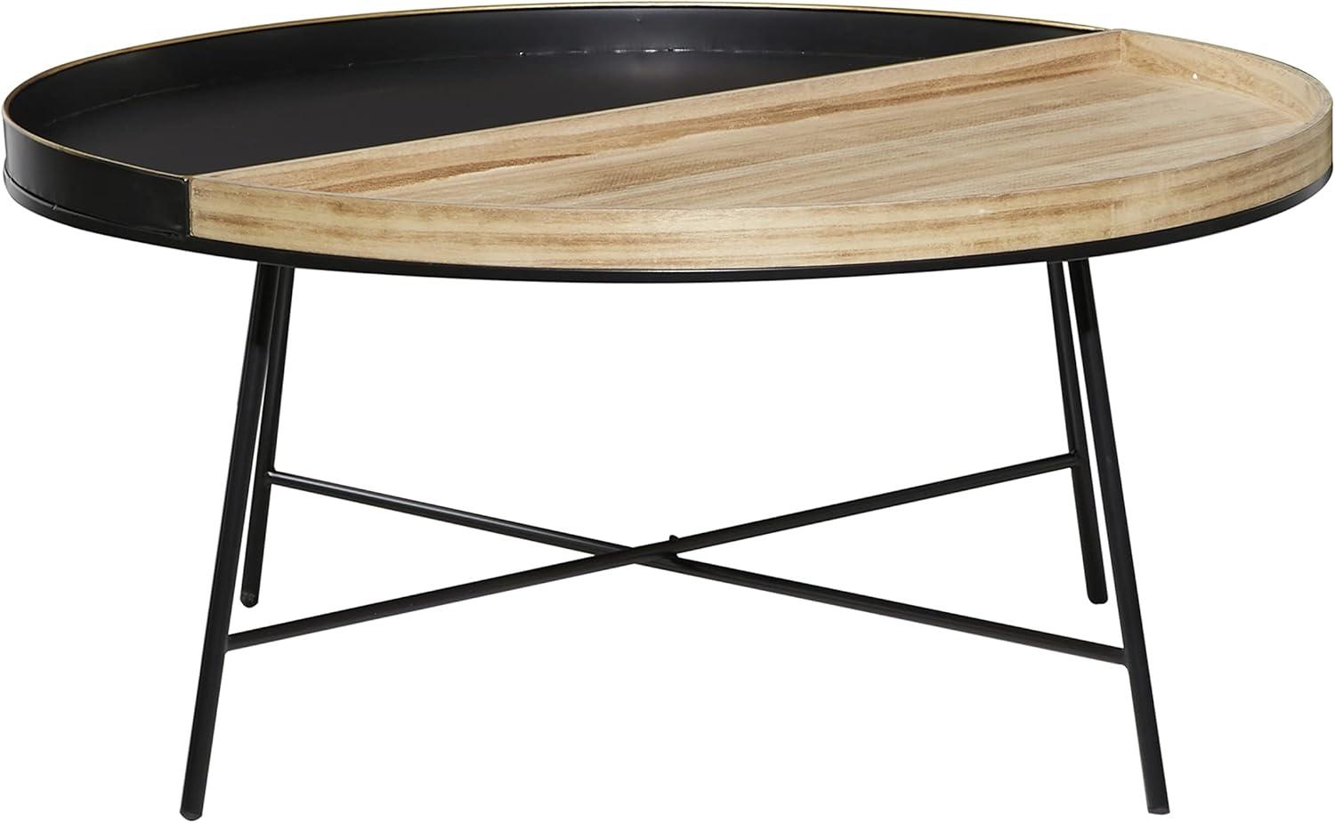 DecMode 38" x 18" Black Metal Split Coffee Table, 1-Piece
