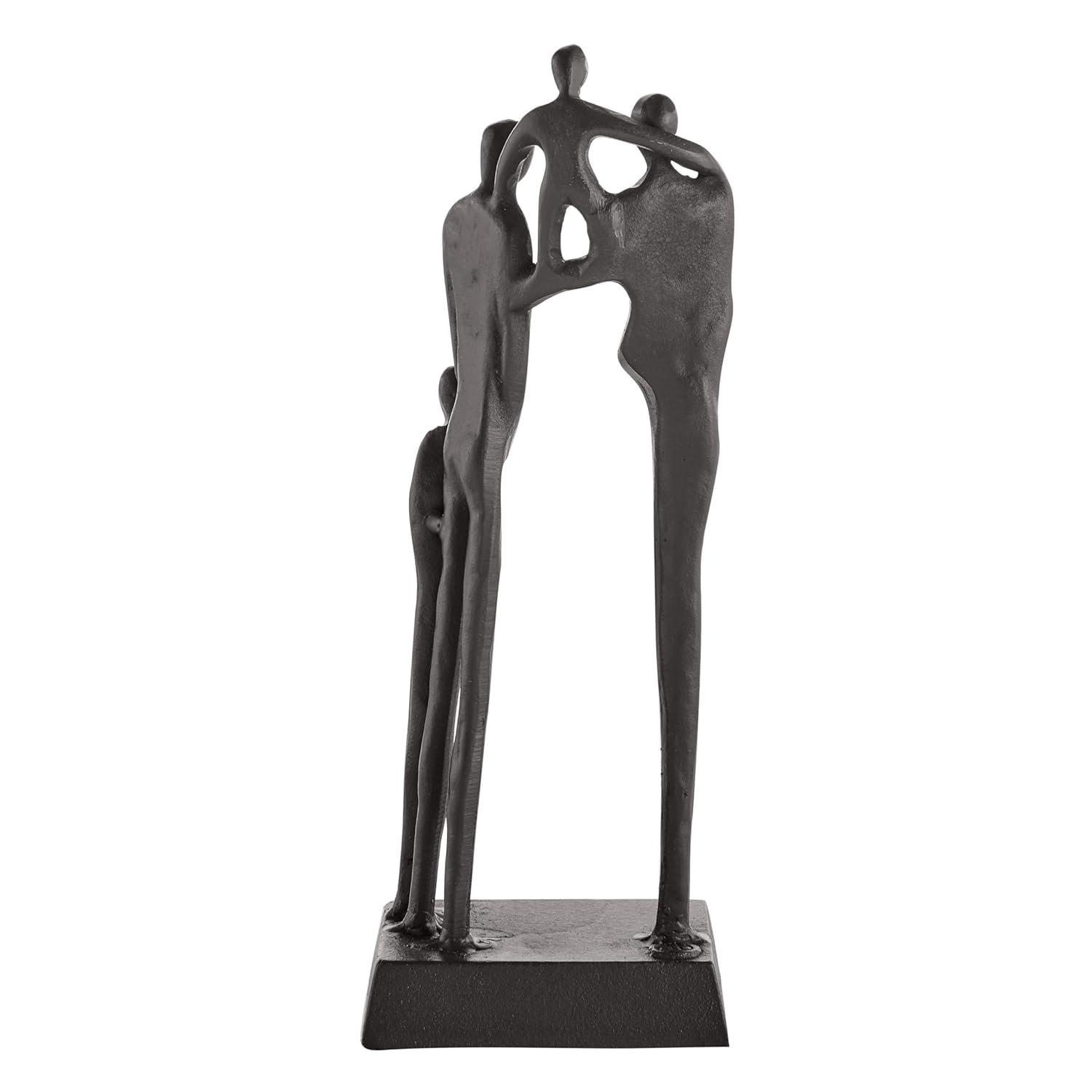 Danya B Brown Cast Iron Abstract Family of Four Together Sculpture - Tabletop Figurine For Desks, Accent Tables, or Shelves
