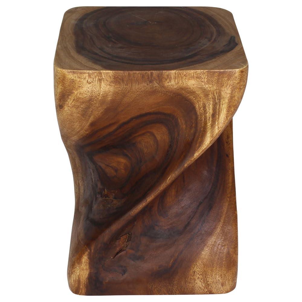 Kammika Import Export Co., Ltd. Haussmann® Big Twist Wood Stool Table 14 in SQ x 20 in H Walnut Oil
