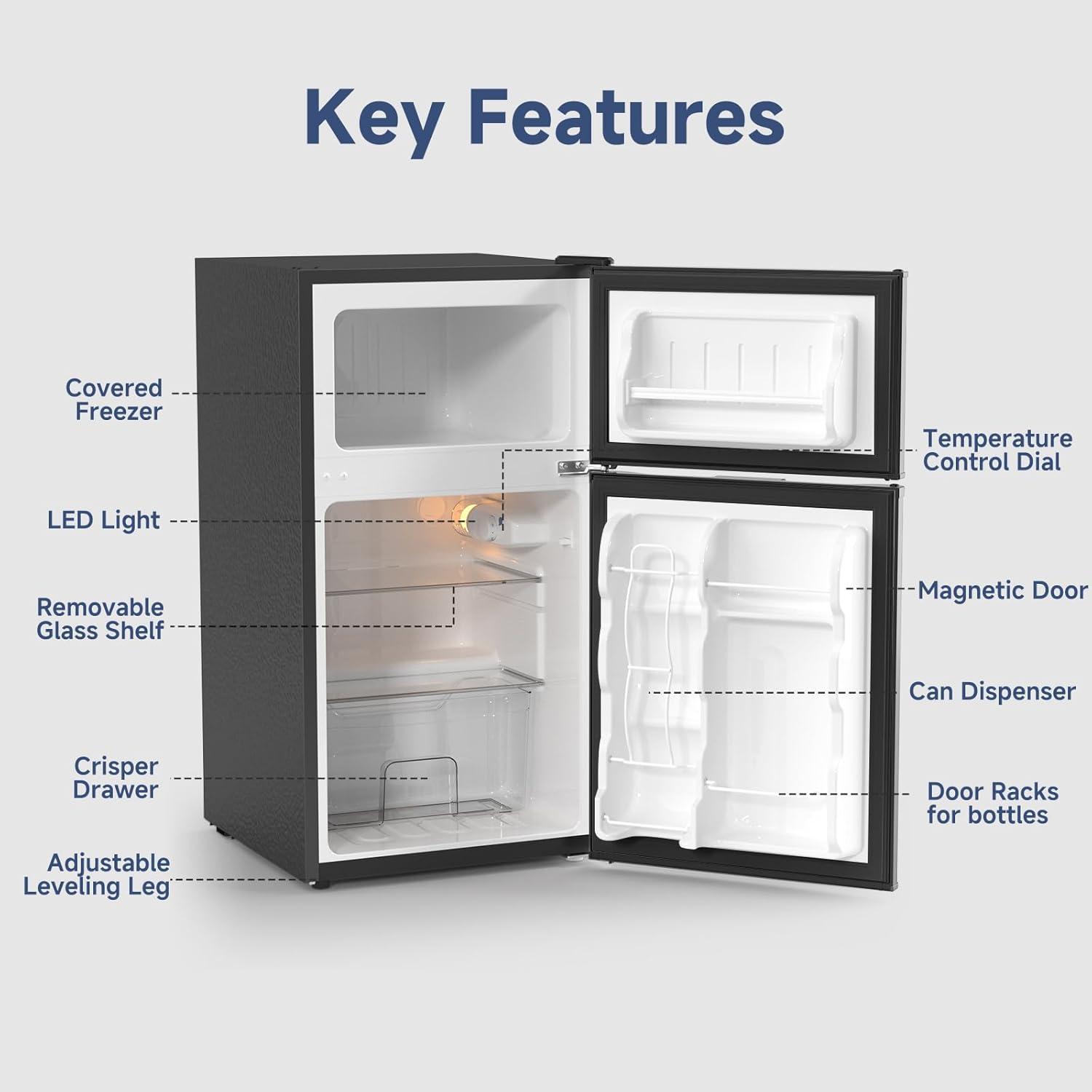 BANGSON BANGSON 3.2 CU.FT, 2 Door Small Refrigerator with Freezer US-BSR-201
