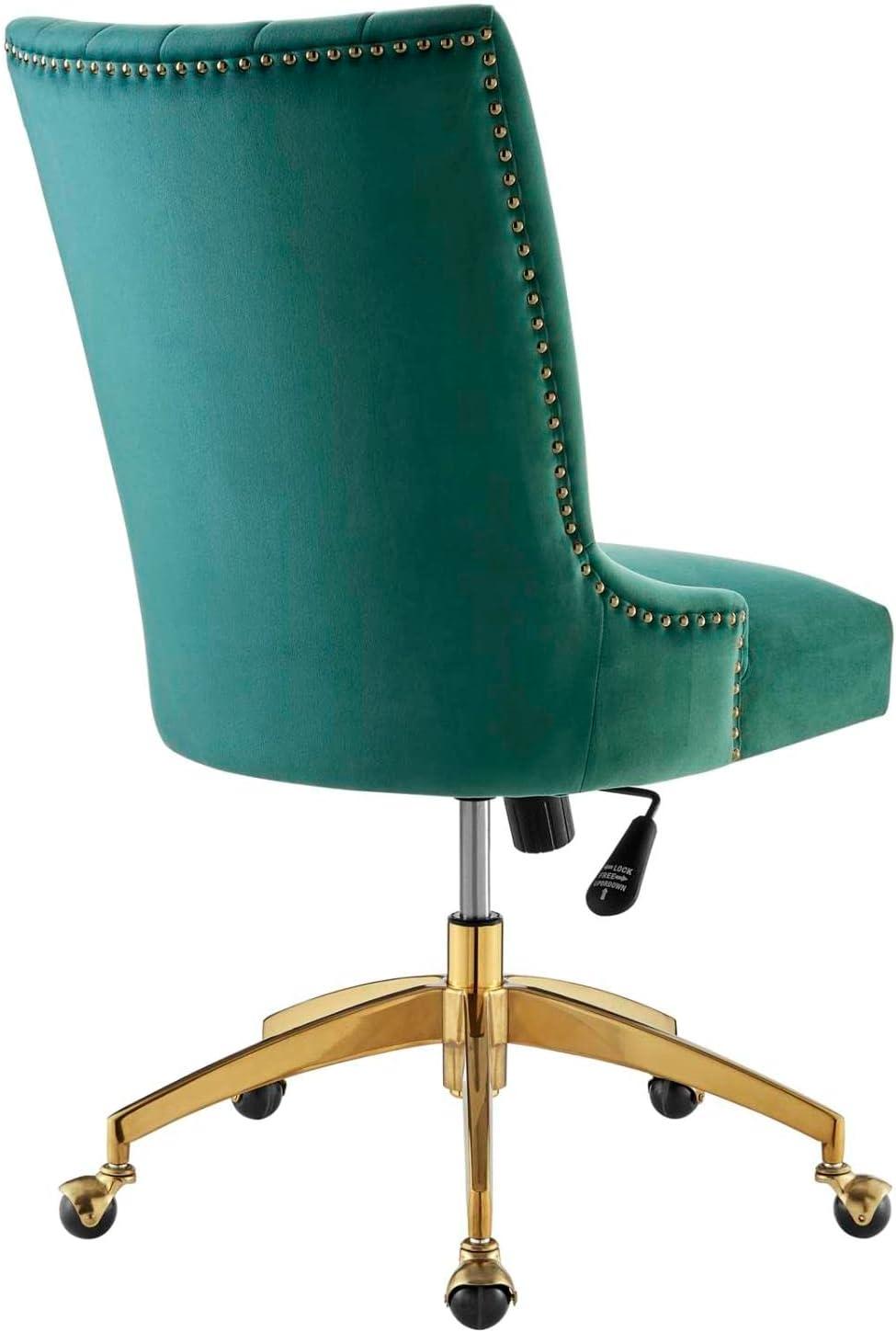 Empower Channel Tufted Performance Velvet Office Chair Gold Teal - Modway: Swivel Desk Chair with Casters, Adjustable Height