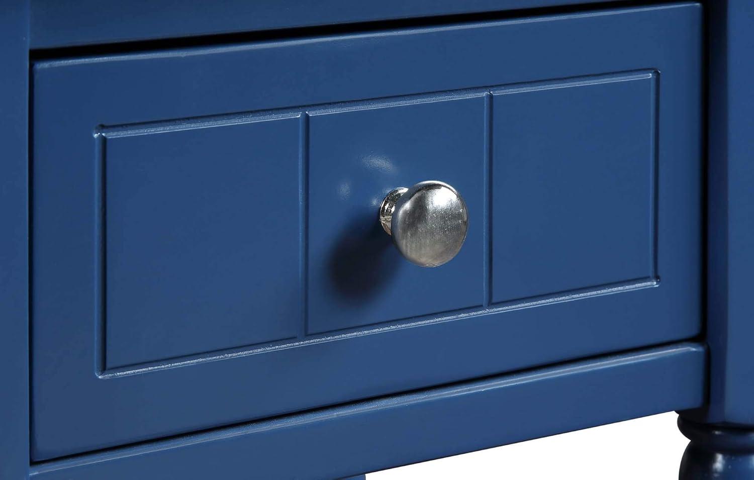 Convenience Concepts French Country Khloe 1 Drawer Accent Table with Shelf, Cobalt Blue