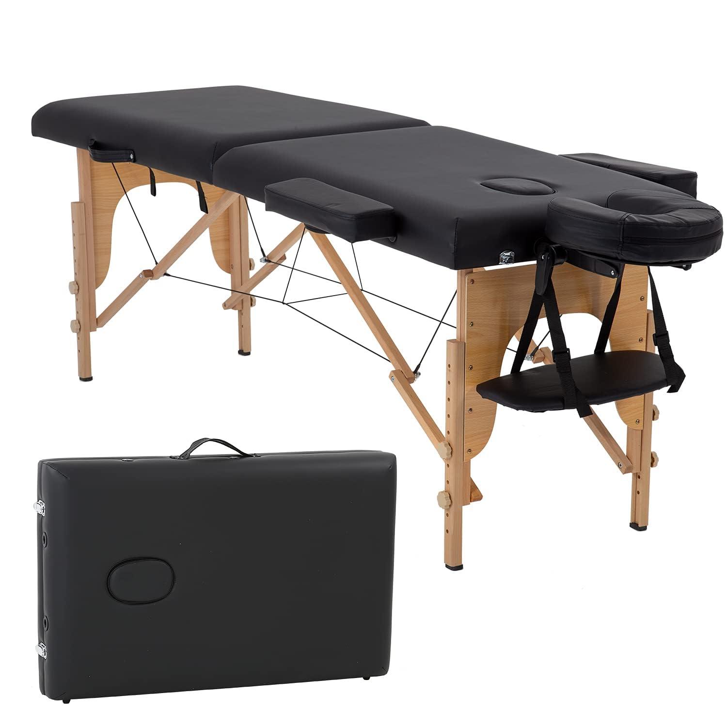 BestMassage Massage Bed Portable Massage Table 2 Folding Lash Bed Height Adjustable 24 Inch Wide Spa Table with Non-Woven Bag for Spa Footmassage Facial CareSpa Tattoo