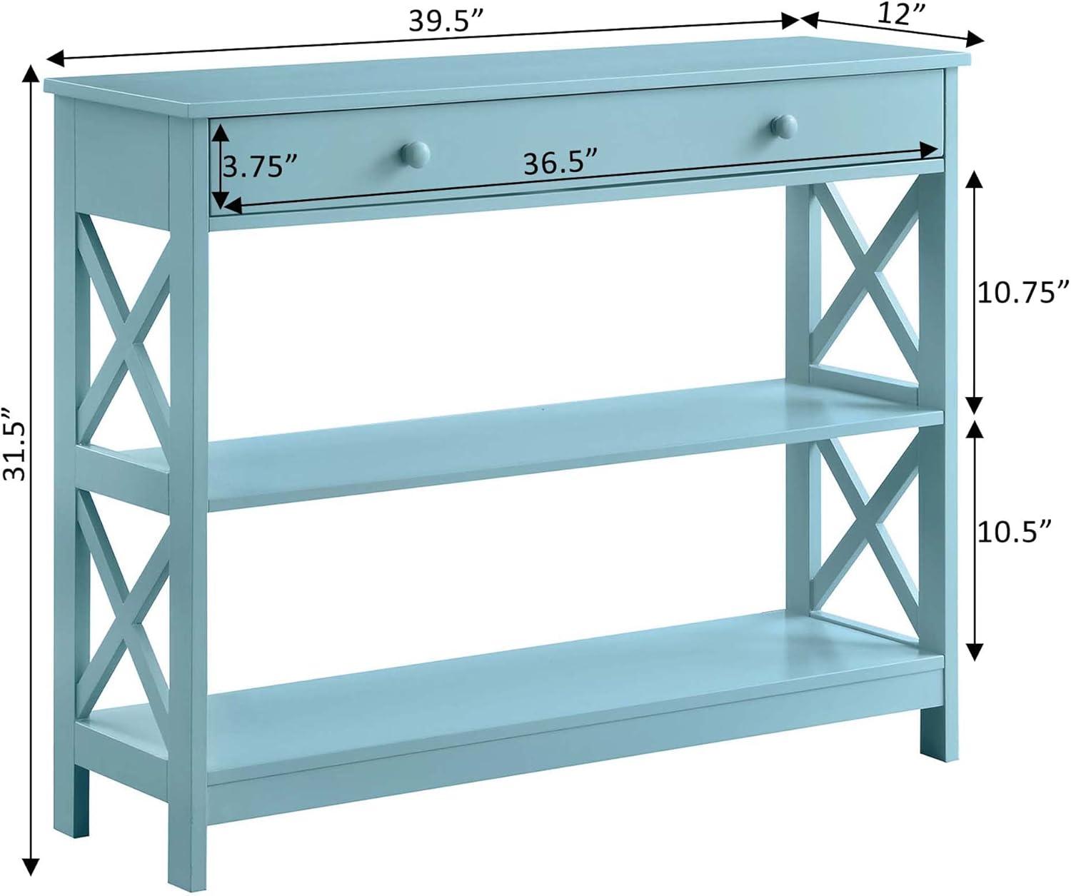 Convenience Concepts Oxford 1 Drawer Console Table with Shelves, Sea Foam Blue