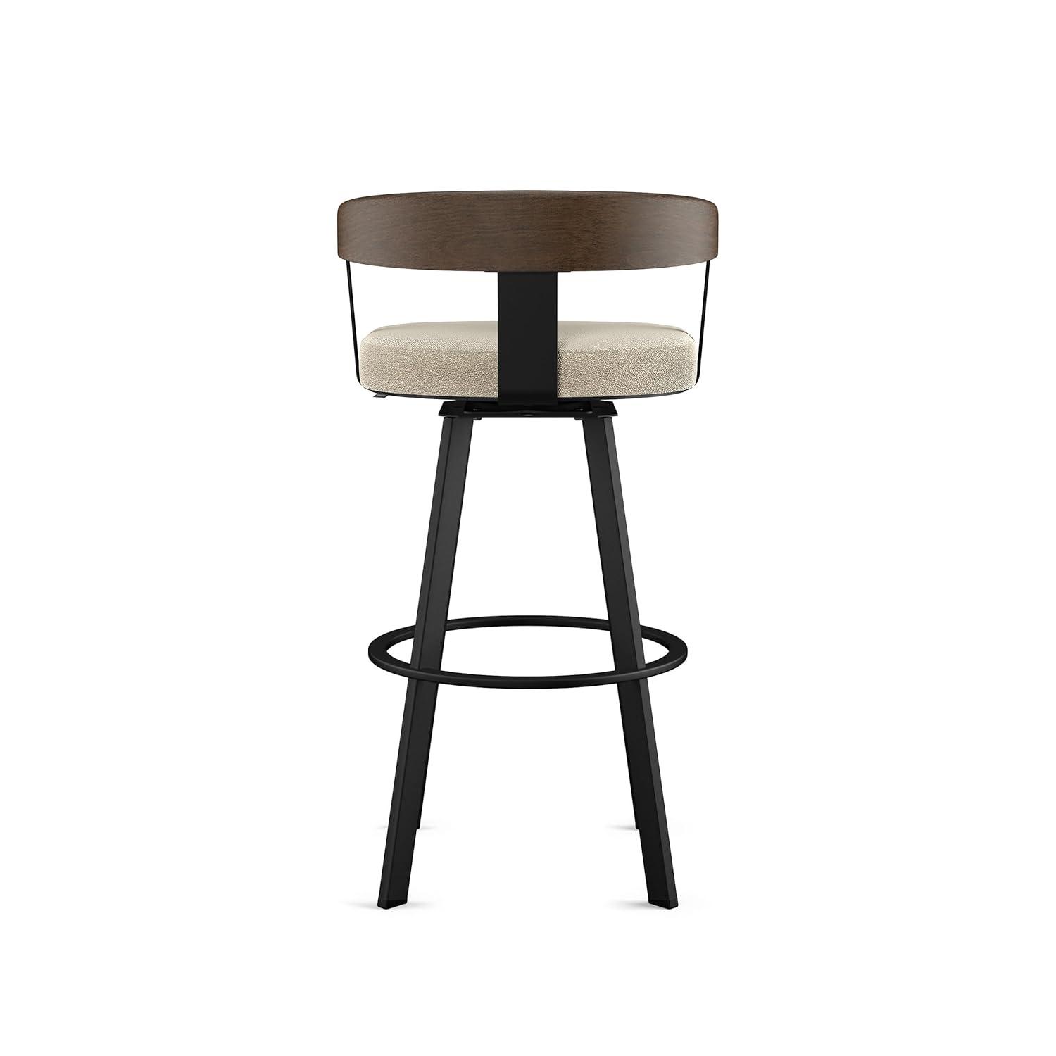 Lars 26 in. Cream Boucle Polyester/Black Metal Swivel Counter Stool