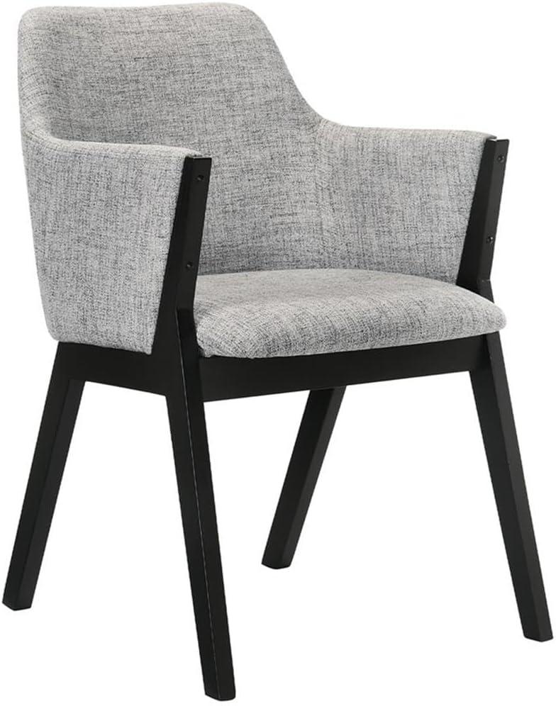 Armen Living Set of 2 Renzo Fabric Wood Dining Chairs Gray/Black: Polyester Upholstery, Foam Fill, Armrests