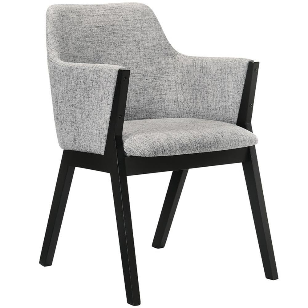 Armen Living Set of 2 Renzo Fabric Wood Dining Chairs Gray/Black: Polyester Upholstery, Foam Fill, Armrests