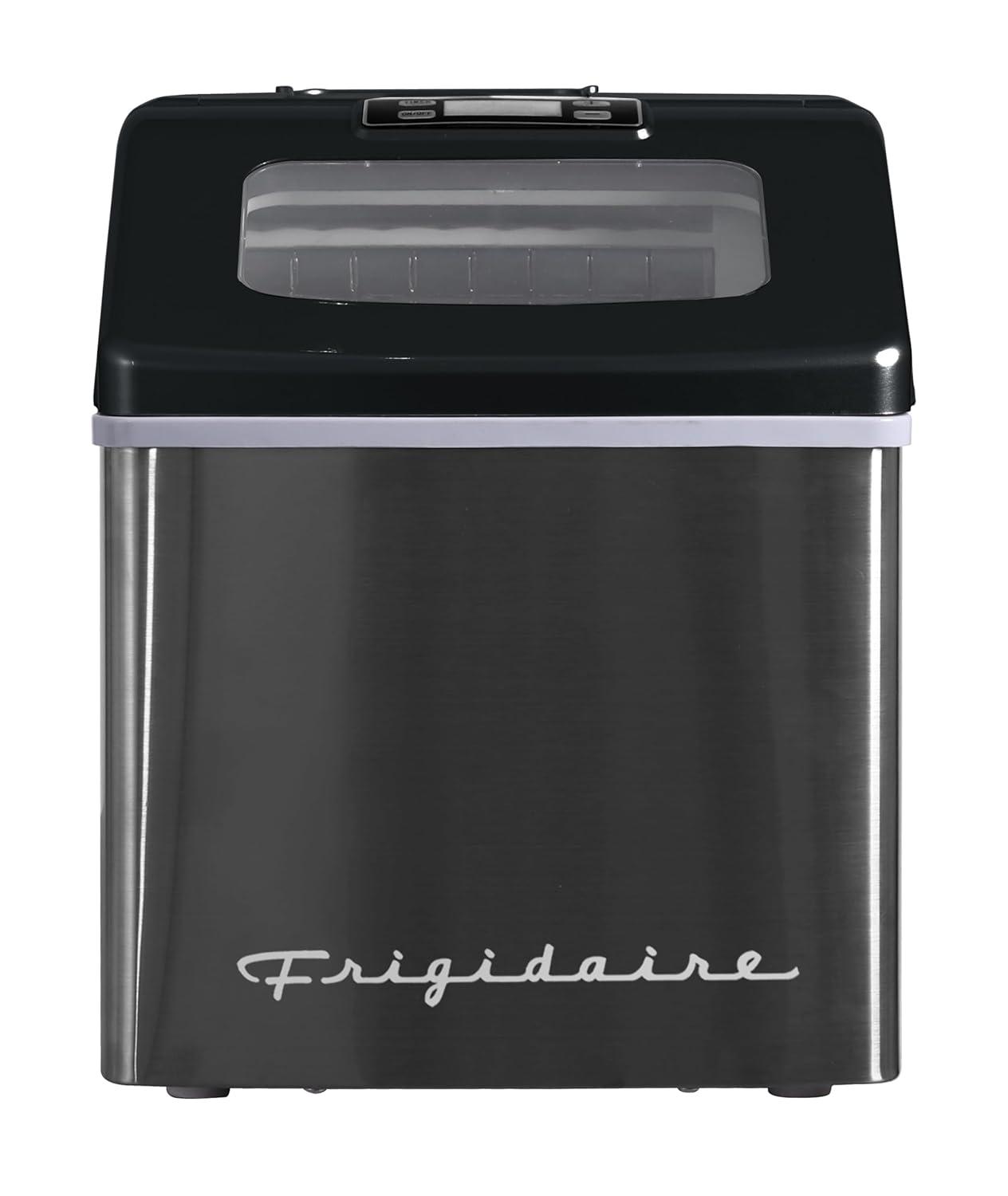 Frigidaire Frigidaire Countertop Stainless Steel Ice Maker with Transparent Window, Clear Ice Cube Maker, 40 lbs.