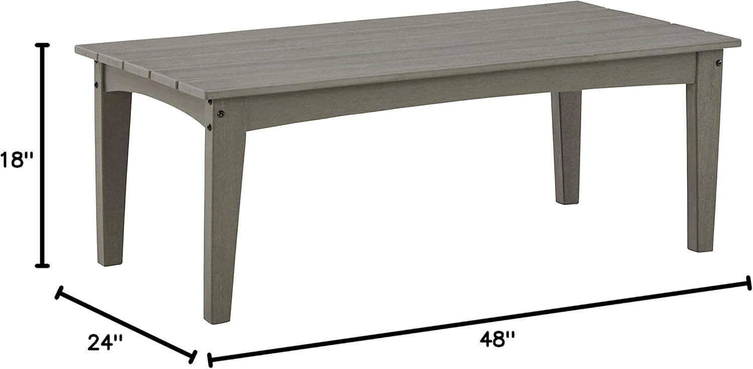 Gray HDPE Rectangular Outdoor Coffee Table with Slatted Top