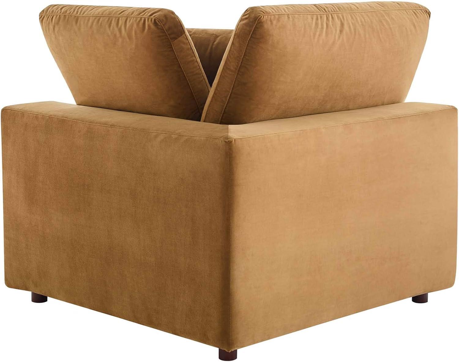 Modway Commix Down Filled Overstuffed Performance Velvet Corner Chair in Cognac