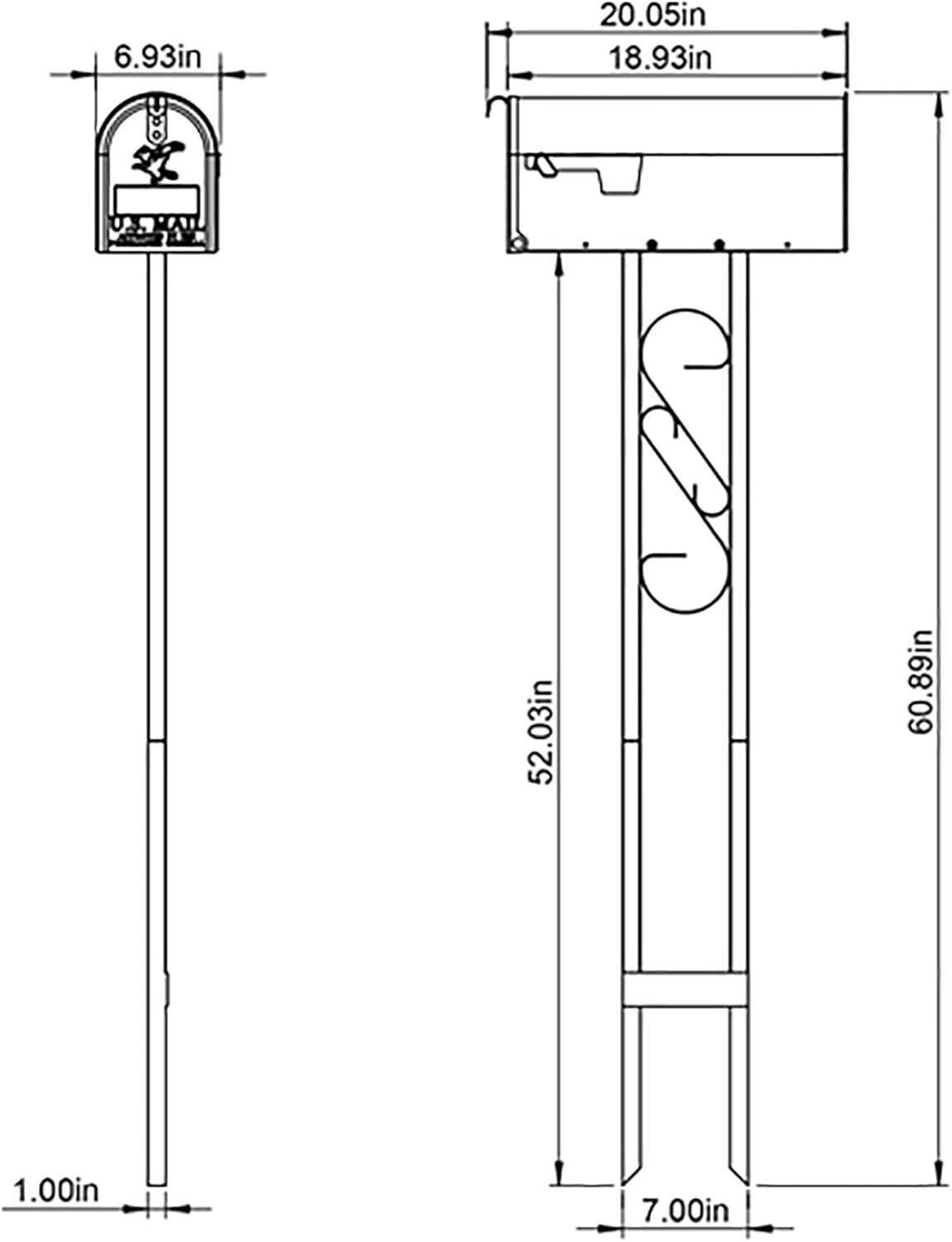 Medium Black Galvanized Steel Mailbox and Post Kit