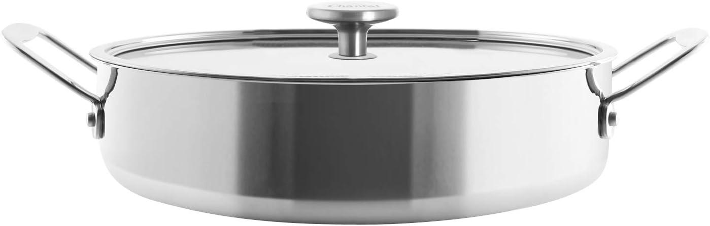 Chantal 5 Quart Stainless Steel Sauteuse with Glass Lid