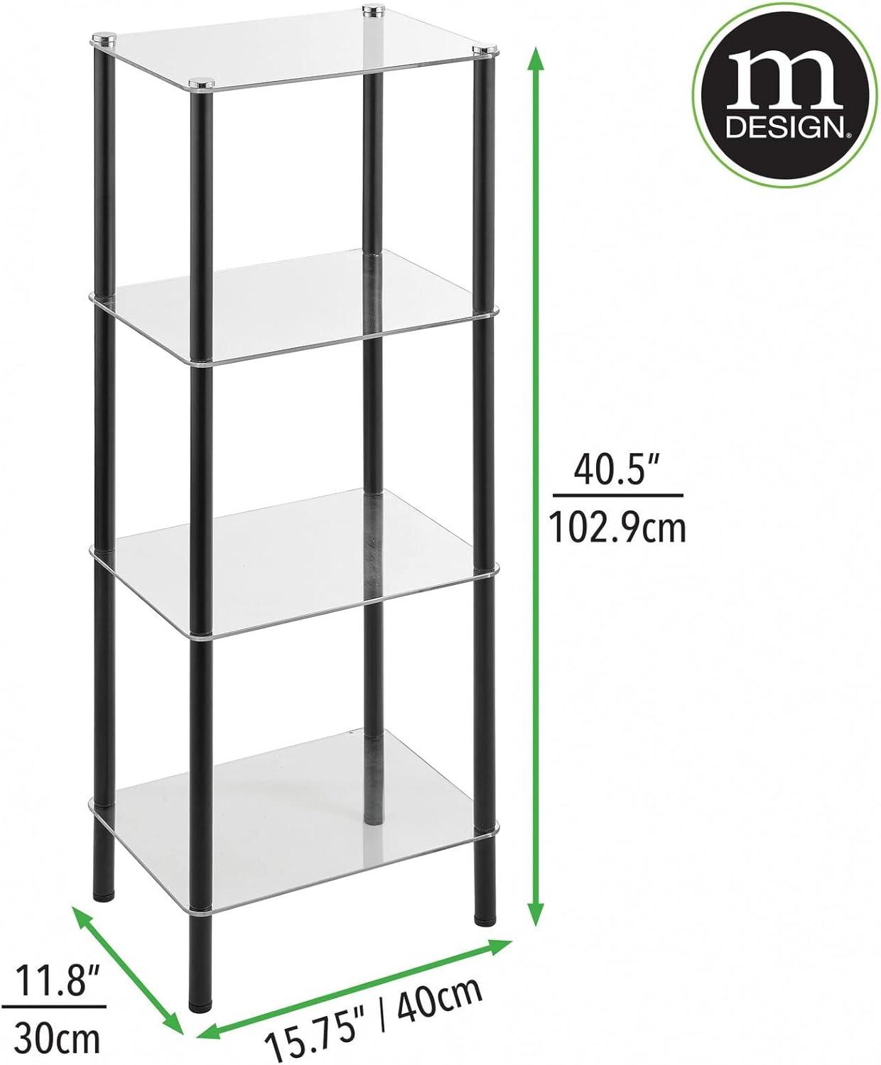 mDesign 4-Tier Glass/Metal Standing Shelf Organizer Display Unit