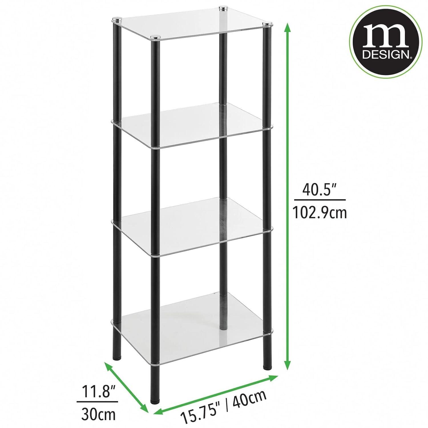 mDesign mDesign 4-Tier Glass/Metal Standing Shelf Organizer Display Unit