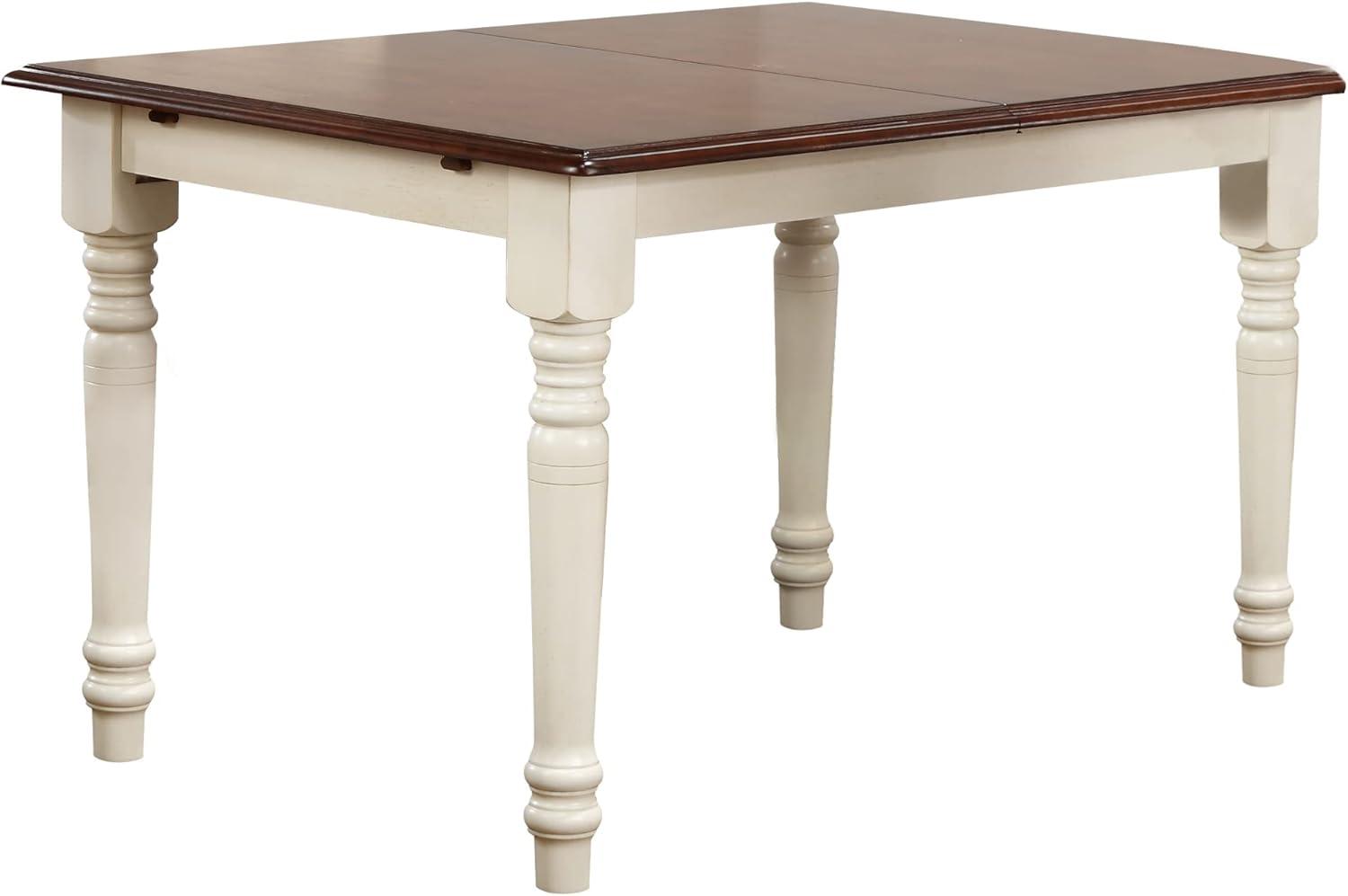 Andrews 60" Antique White and Chestnut Brown Extendable Dining Table