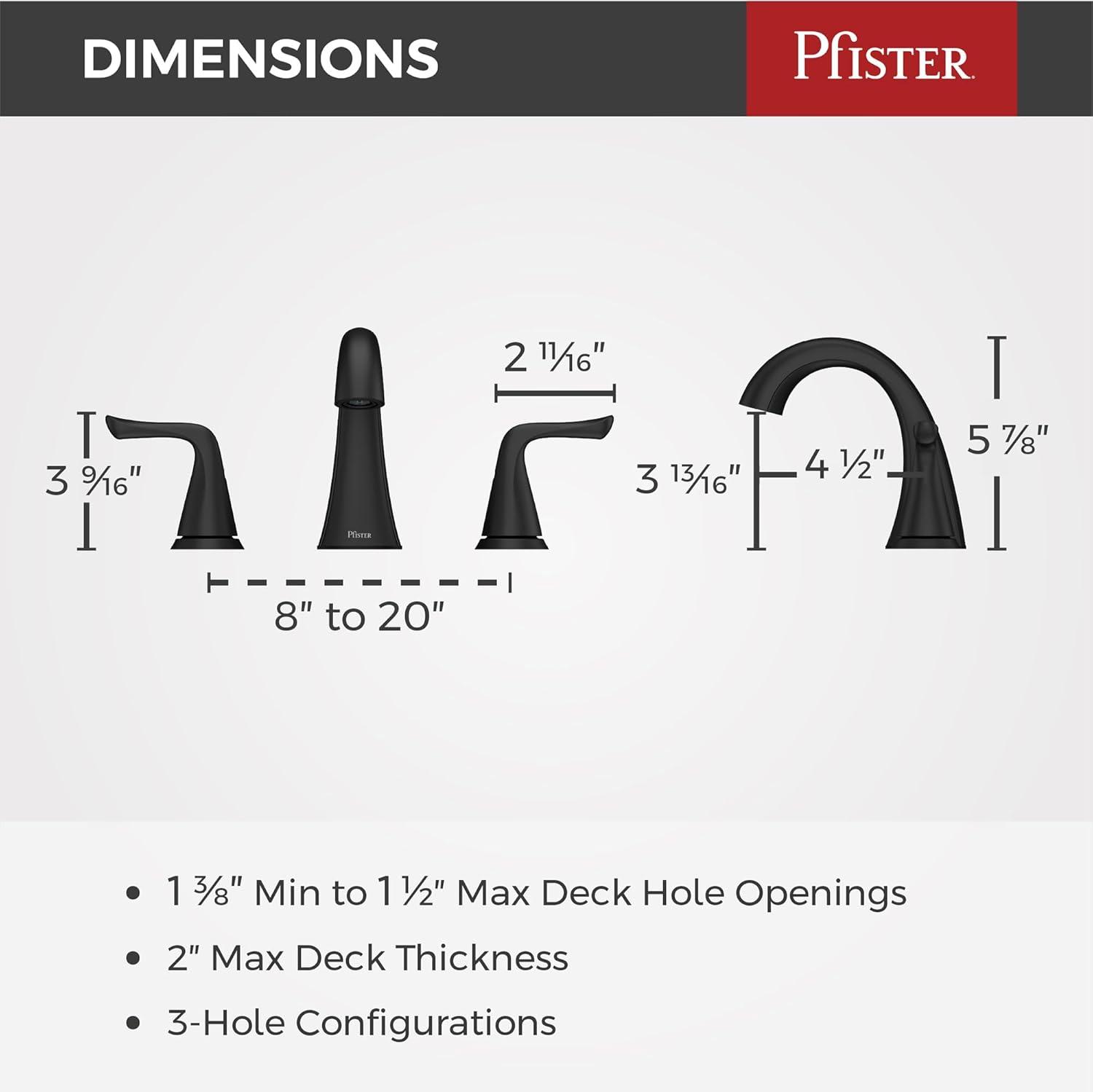 Pfister Willa Widespread Bathroom Faucet with Drain Assembly LF-049-MALSDB