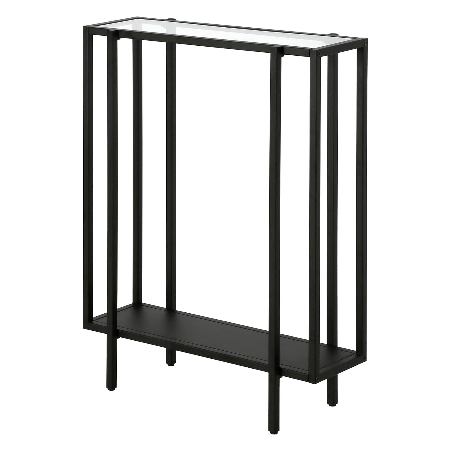 Evelyn&Zoe Vireo 42" Wide Rectangular Console Table with Metal Shelf, Blackened Bronze