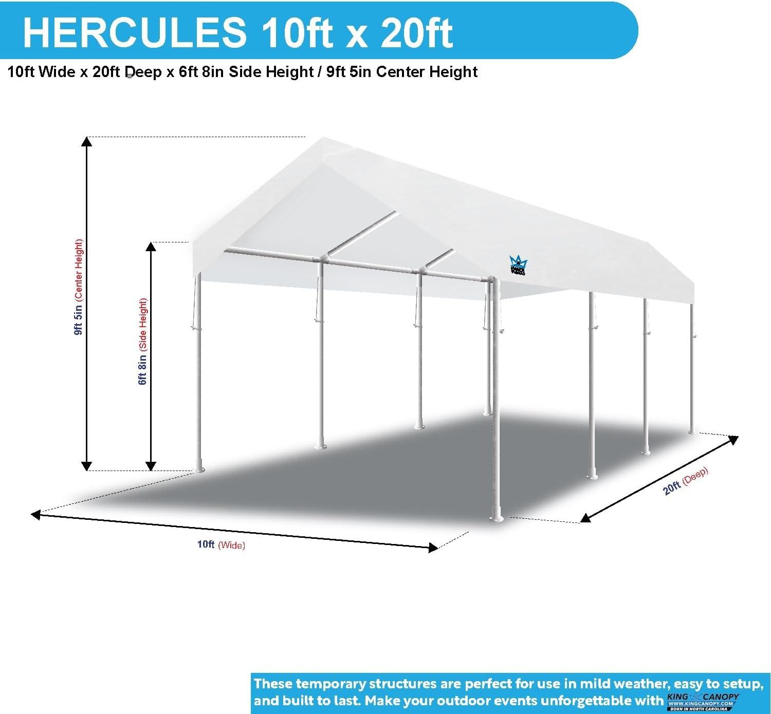 King Canopy Hercules 18ft x 27ft, 2-Inch Hammertone Steel Frame w/ buttons, 10-Leg Carport