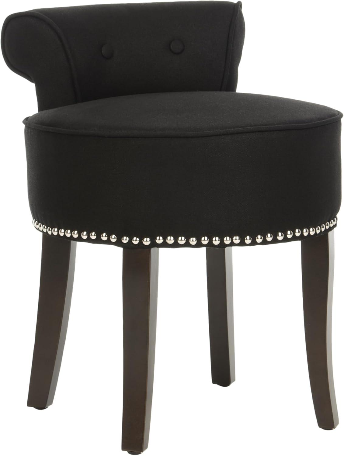 Safavieh Georgia Birch Wood Vanity Stool in Black