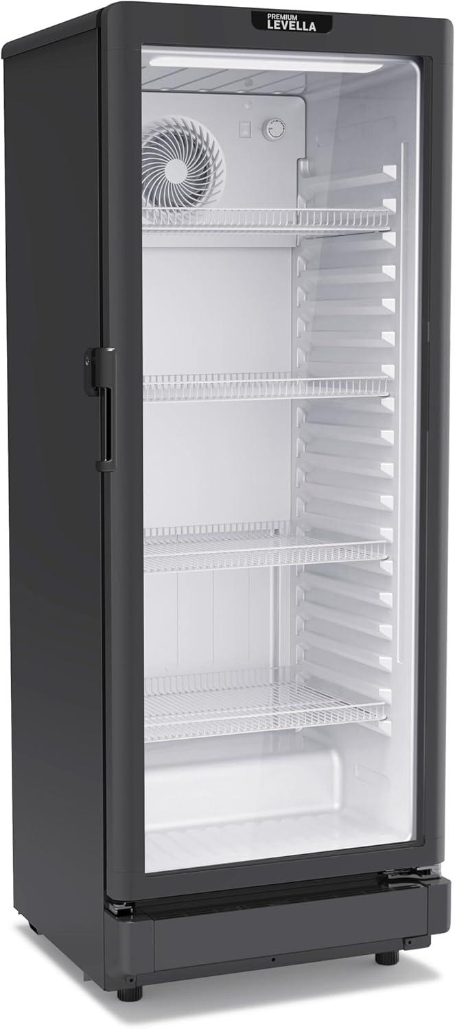 Premium Levella 202 L Hollow Tempered Glass Commercial Beverage Cooler, Black