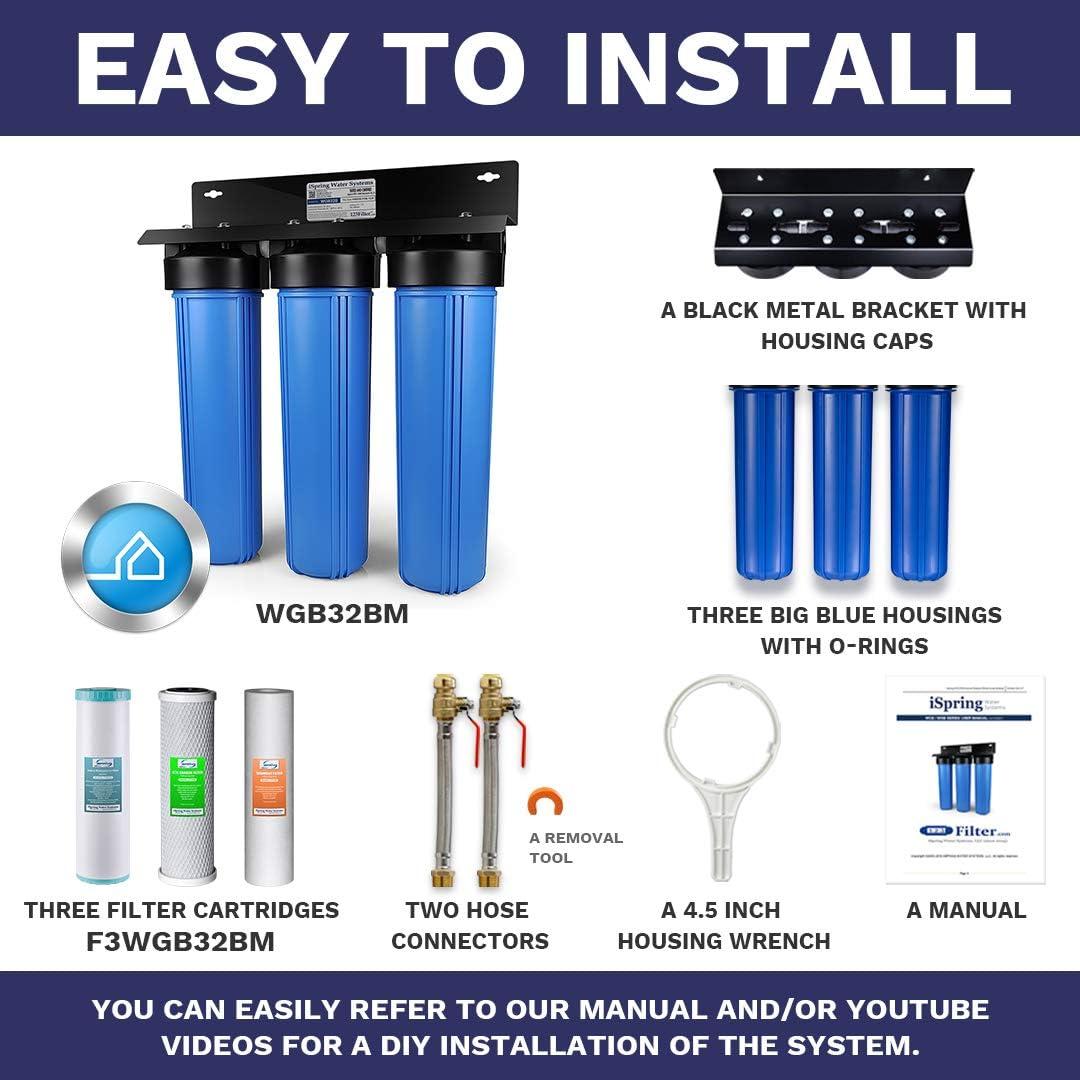 iSpring Blue Triple-Stage Whole House Water Filtration System