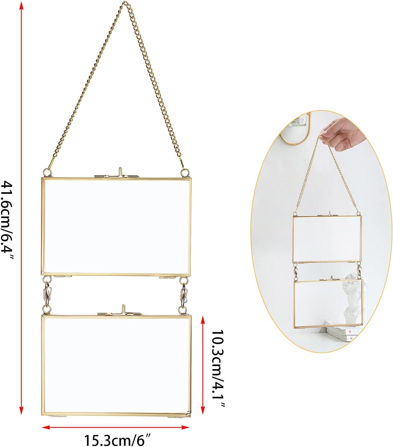 Set of 2 Gold Brass Floating Wall Hanging Frames