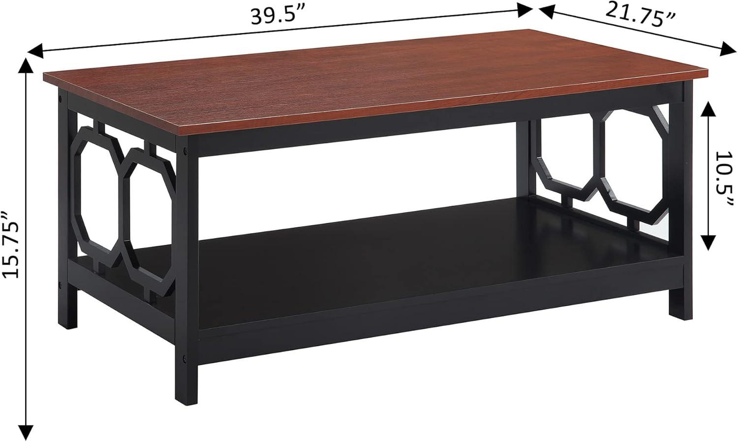 Convenience Concepts Omega Coffee Table with Shelf, Cherry/Black