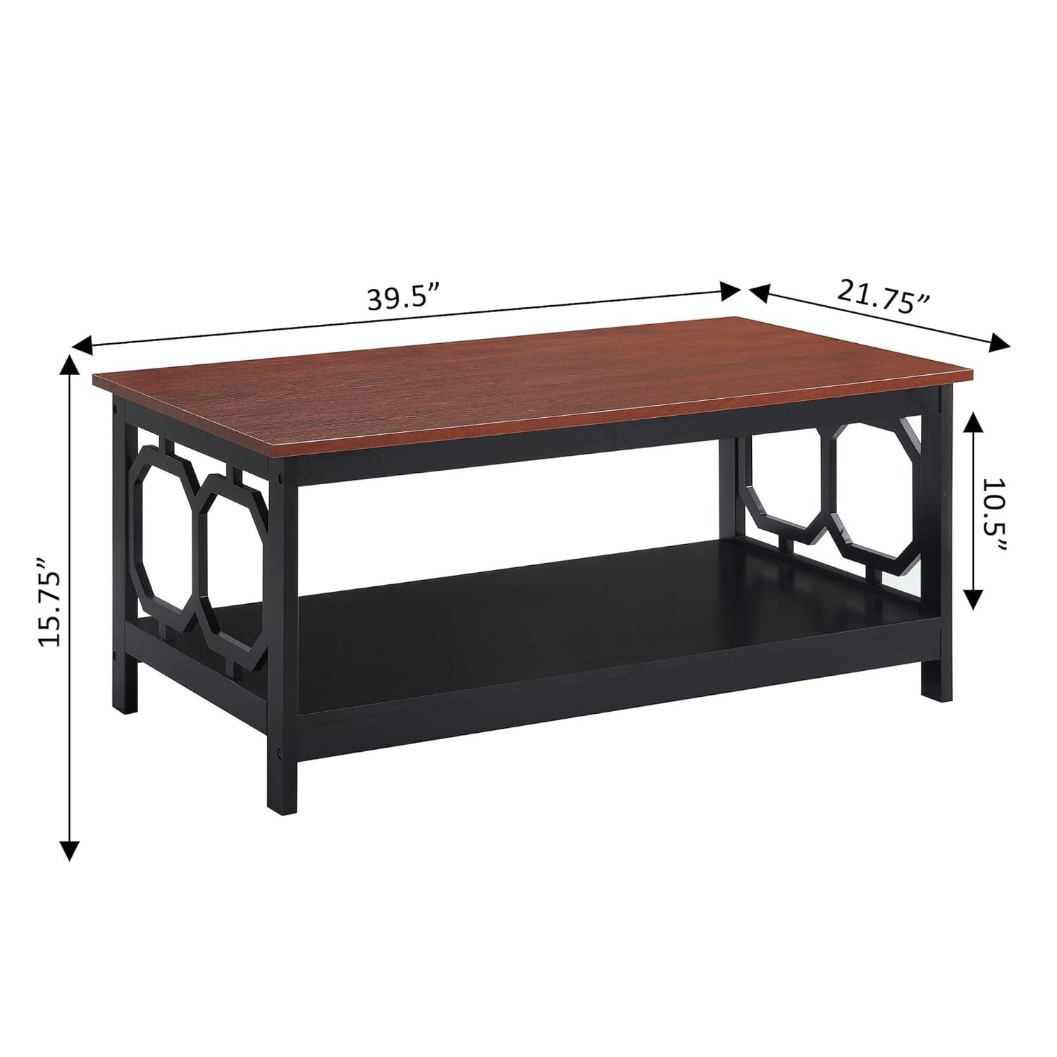 Convenience Concepts Omega Coffee Table with Shelf, Cherry/Black