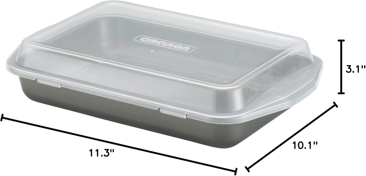 Gray Nonstick Rectangular 9-Inch x 13-Inch Cake Pan with Lid